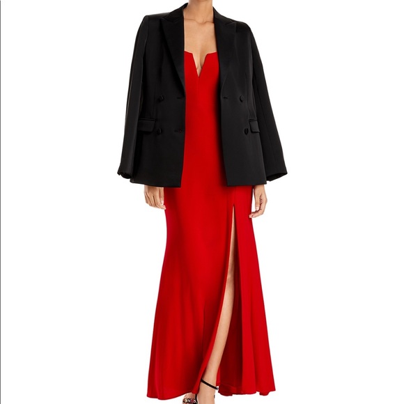 Aqua Formal Red Dress- size 4 off the shoulder - Picture 7 of 11